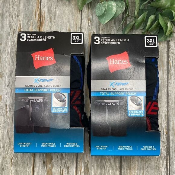 Hanes X-Temp Total Support Pouch Utility Pocket Boxer Briefs 2, 3-Pack 3XL - Picture 1 of 10
